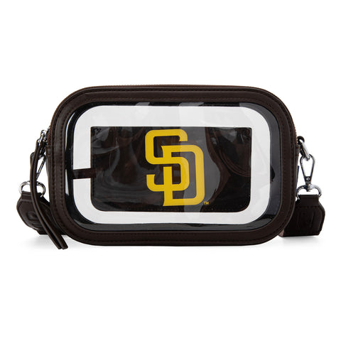 MLB-SD109CF  MLB San Diego Padres Team Clear Crossbody Bag/Stadium Bag - Coffee
