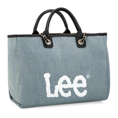 LEE45-345  LEE Canvas Denim Top Handle/Chain Strap Wide Tote