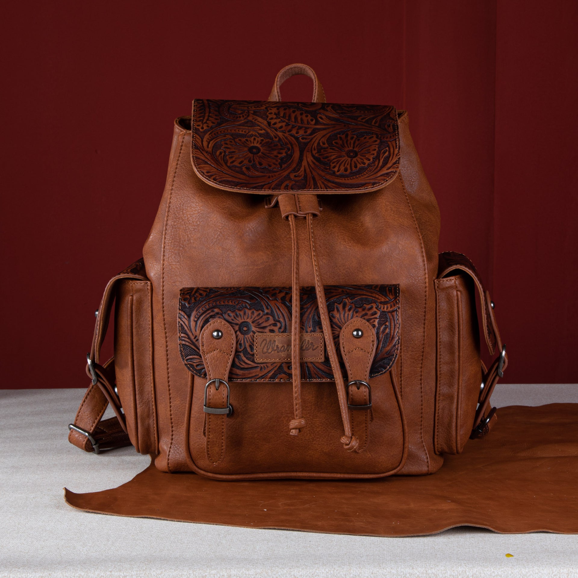 WG12-9110B Wrangler Vintage Floral Tooled Backpack