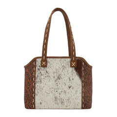 TR199G-8260  Trinity Ranch Genuine Hair-On Cowhide Tooled Concealed Carry Tote