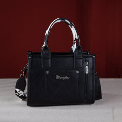WG102-8120S  Wrangler Cow Print Concealed Carry Tote/Crossbody - Black