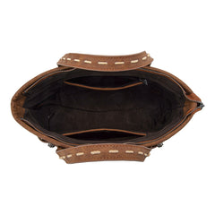 TR199-8122  Trinity Ranch Genuine Hair-On Cowhide Tooled Tote/Crossbody