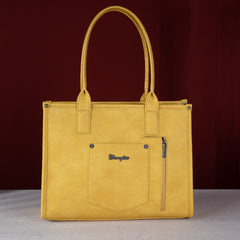 WG102G-8119  Wrangler Croc Print Concealed Carry Wide Tote - Mustard