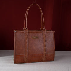 WG102G-8119  Wrangler Croc Print Concealed Carry Wide Tote - Cognac