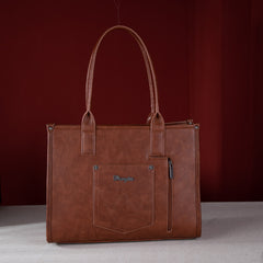 WG102G-8119  Wrangler Croc Print Concealed Carry Wide Tote - Cognac
