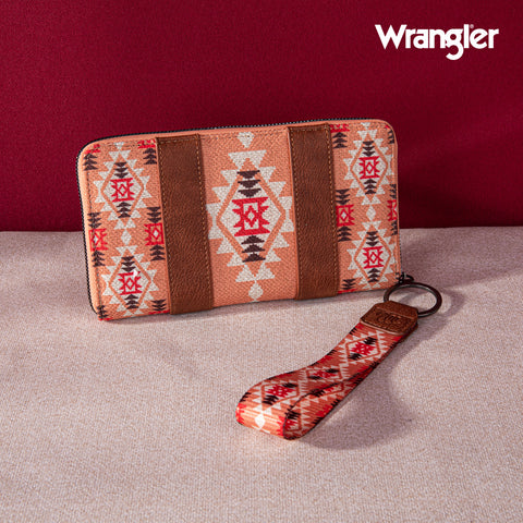 WG2203-W006 Wrangler Southwestern Art Print Wallet -Orange (ONLINE ONLY)