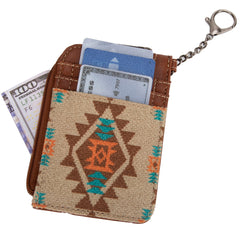 WG2203-W005 Wrangler Southwestern Art Print Mini Zip Card Case  -Tan