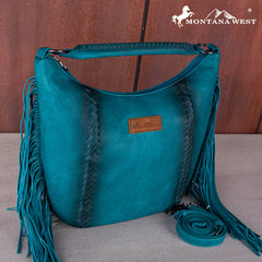 MWF1007G-9360 Montana West Fringe Collection Concealed Carry Hobo/Crossbody -Turquoise