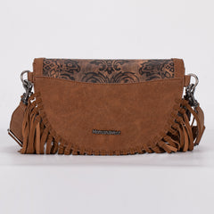 MWF1010-194 Montana West Embossed Floral Hand-Tie Fringe Bum Bag/Crossbody Bag