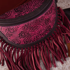 MWF1010-194 Montana West Embossed Floral Hand-Tie Fringe Bum Bag/Crossbody Bag