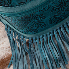 MWF1010-194 Montana West Embossed Floral Hand-Tie Fringe Bum Bag/Crossbody Bag