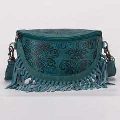 MWF1010-194 Montana West Embossed Floral Hand-Tie Fringe Bum Bag/Crossbody Bag