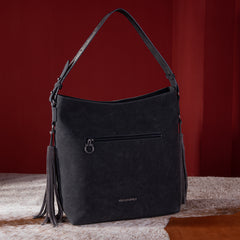 MWF1010-9360 Montana West Embossed Floral Tassel Large  Hobo Bag