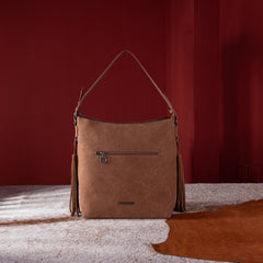 MWF1010-9360 Montana West Embossed Floral Tassel Large  Hobo Bag