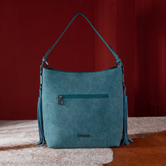 MWF1010-9360 Montana West Embossed Floral Tassel Large  Hobo Bag