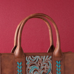 MWF1022-8120S   Montana West Embroidered Feather Tote/Crossbody  Brown