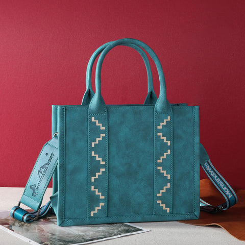 MWF1022-8120S   Montana West Embroidered Feather Tote/Crossbody - Turquoise