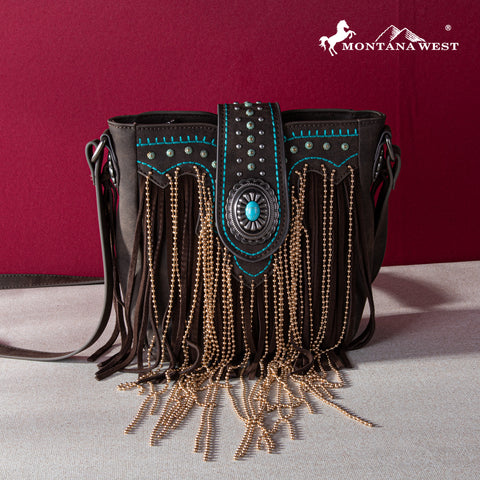MWF1047-8360  Montana West Fringe Collection Crossbody - Coffee