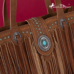 MWF1047G-8119  Montana West Fringe Collection Concealed Carry Tote Brown