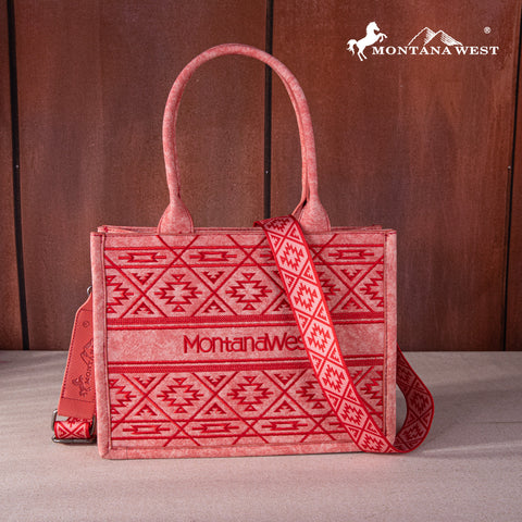 MWF1049G-8250 Montana West Whipstitch Concealed Carry Tote/Crossbody  - Red