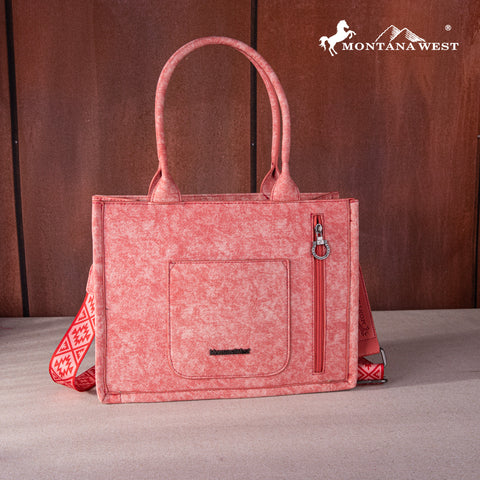 MWF1049G-8250 Montana West Whipstitch Concealed Carry Tote/Crossbody  - Red
