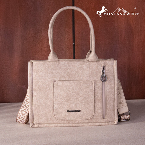 MWF1049G-8250 Montana West Whipstitch Concealed Carry Tote/Crossbody  -Tan