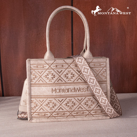 MWF1049G-8250 Montana West Whipstitch Concealed Carry Tote/Crossbody  -Tan