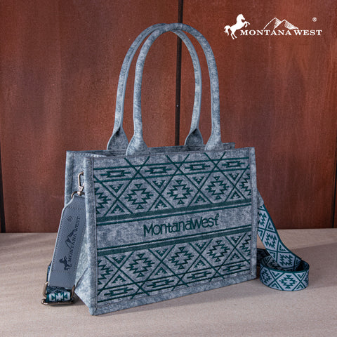 MWF1049G-8250 Montana West Whipstitch Concealed Carry Tote/Crossbody  - Turquoise