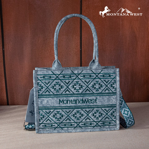 MWF1049G-8250 Montana West Whipstitch Concealed Carry Tote/Crossbody  - Turquoise