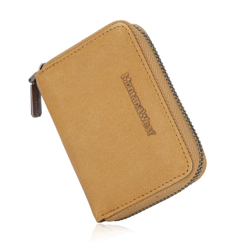 MWS02-W001   Montana West Genuine Leather Credit Card Zip Wallet for Men Woman