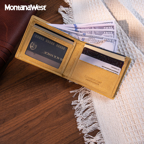 MWS05-W001   Genuine Leather Men's Bi-Fold Gusseted Wallet