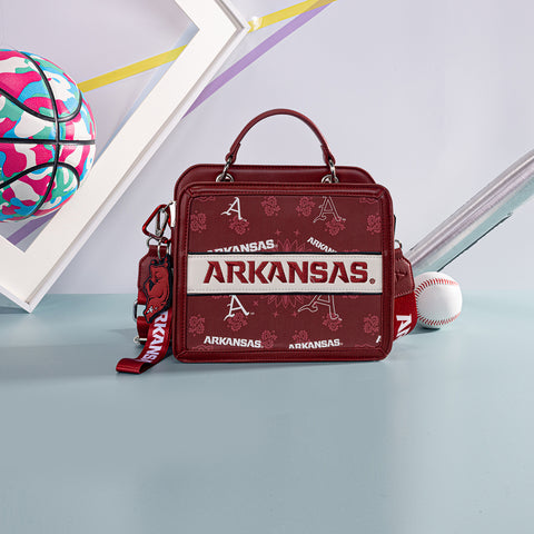 NC-AFU004BDY  University of Arkansas Razorbacks Satchel/Crossbody Bag -Burgundy