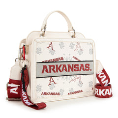 NC-AFU004BG  University of Arkansas Razorbacks Satchel/Crossbody Bag -Beige