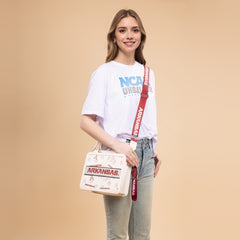 NC-AFU004BG  University of Arkansas Razorbacks Satchel/Crossbody Bag -Beige