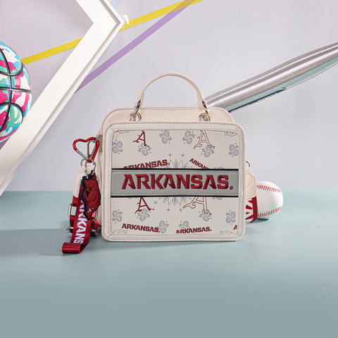 NC-AFU004BG  University of Arkansas Razorbacks Satchel/Crossbody Bag -Beige