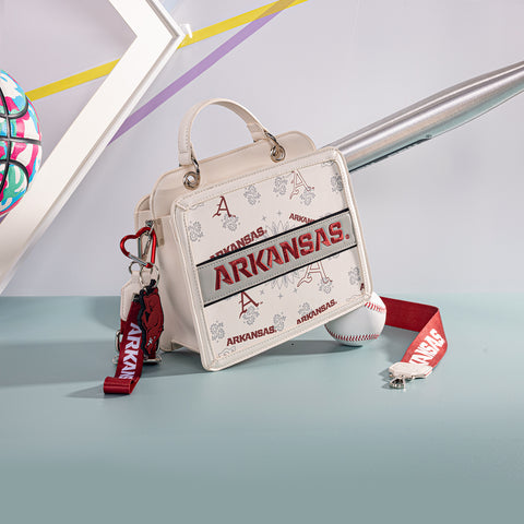 NC-AFU004BG  University of Arkansas Razorbacks Satchel/Crossbody Bag -Beige