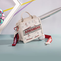 NC-AFU004BG  University of Arkansas Razorbacks Satchel/Crossbody Bag -Beige