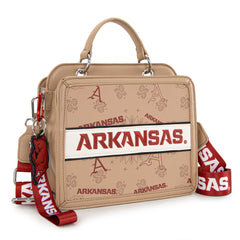 NC-AFU004KH   University of Arkansas Razorbacks Satchel/Crossbody Bag -Khaki