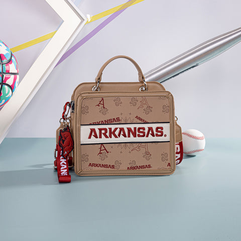 NC-AFU004KH   University of Arkansas Razorbacks Satchel/Crossbody Bag -Khaki