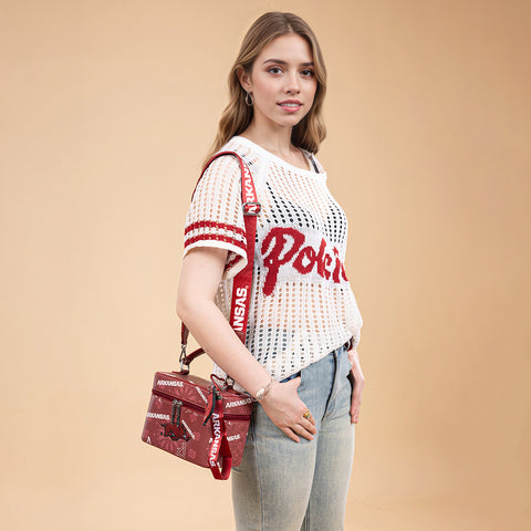 NC-AFU007BDY  University of Arkansas Razorbacks Vanity Top Handle-Bag- Burgundy