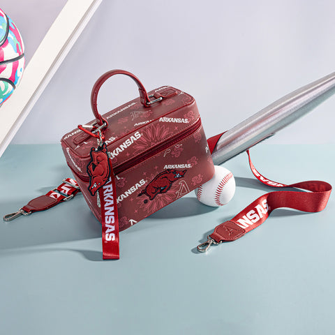 NC-AFU007BDY  University of Arkansas Razorbacks Vanity Top Handle-Bag- Burgundy