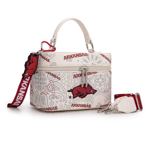 NC-AFU007BG  University of Arkansas Razorbacks Vanity Top Handle-Bag -Beige