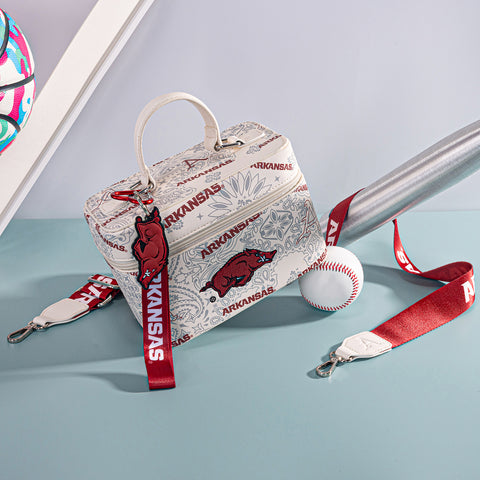 NC-AFU007BG  University of Arkansas Razorbacks Vanity Top Handle-Bag -Beige
