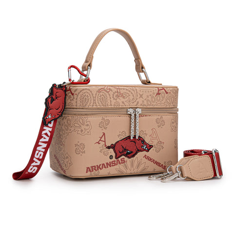 NC-AFU007KH  University of Arkansas Razorbacks Vanity Top Handle-Bag -Khaki