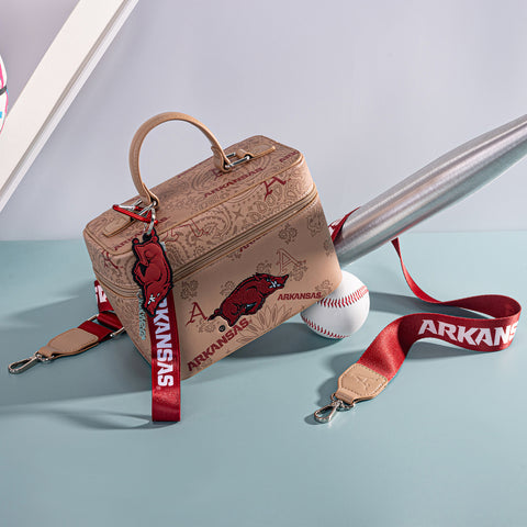 NC-AFU007KH  University of Arkansas Razorbacks Vanity Top Handle-Bag -Khaki