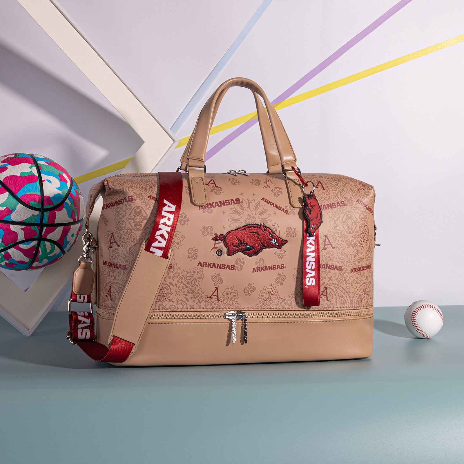 Arkansas Razorback Backpack NC-AFU008KH University of Arkansas Razorbacks Duffle Bag - Khaki ...