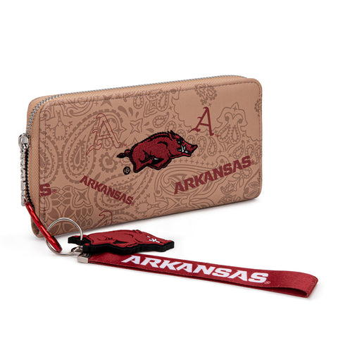 NC-AFU011KH  University of Arkansas Razorbacks Wallet/Wristlet - Khaki