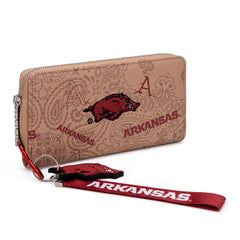 NC-AFU011KH  University of Arkansas Razorbacks Wallet/Wristlet - Khaki