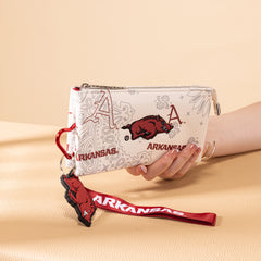 NC-AFU013BG   University of Arkansas Razorbacks Wallet/Wristlet - Beige