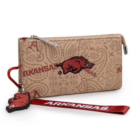 NC-AFU013KH  University of Arkansas Razorbacks Wallet/Wristlet - Khaki